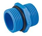 Nipplo doppio DN 3/4 pollici PP blu esagono filettatura esterna 3/4 pollici