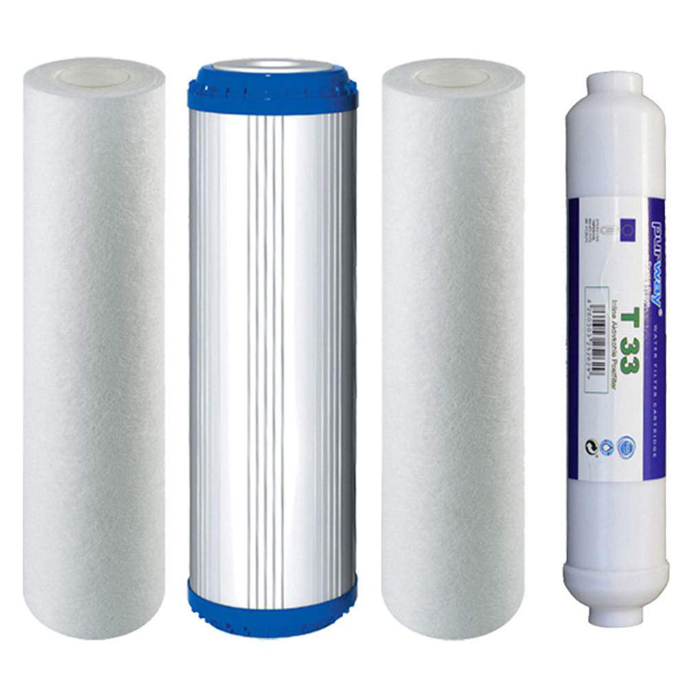 Set di 4 filtri di ricambio per osmosi 10-PLAX-1-T33 per impianto ad osmosi inversa a 5 stadi