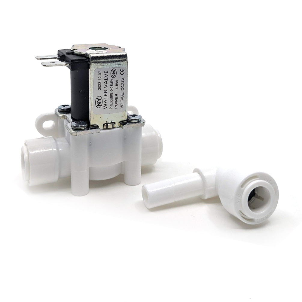 Elettrovalvola 3/8" 24V 4,8W - incl. 1x adattatore a L 3/8" tubo 3/8" raccordo
